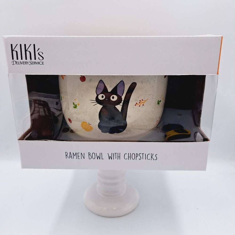 Studio Ghibli Kiki's Delivery Service Jiji Fall Leaves Ramen Bowl With Chopstick